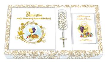 Pakiet pamiątka mojej i komunii świętej / modlitewnik dziecka bożego różaniec / torba prezentowa