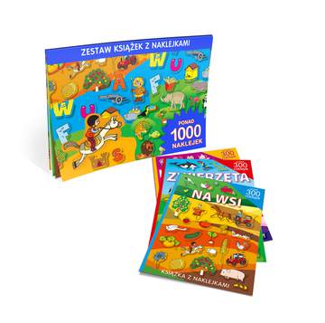 Zestaw książek z naklejkami niebieski