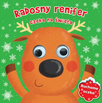 Radosny renifer czeka na święta ruchome oczka