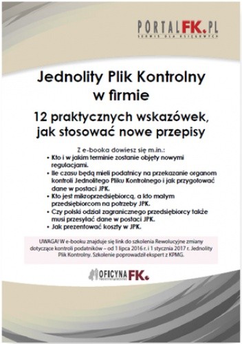 Jednolity Plik Kontrolny w firmie + szkolenie video