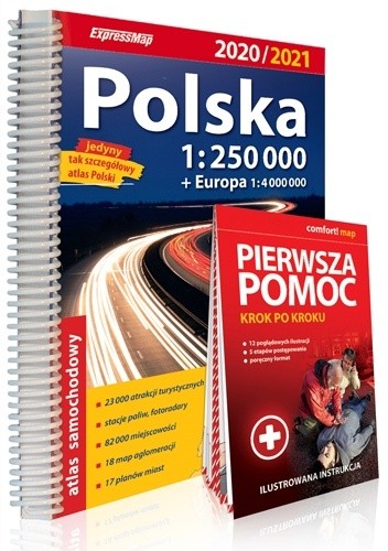 Polska; atlas samochodowy + instrukcja pierwszej pomocy 1:250 000