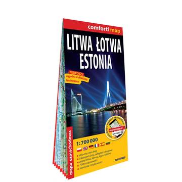 Litwa Łotwa Estonia mapa samochodowa 1:700 000 laminat 2023