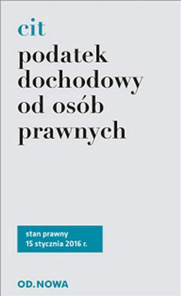 Podatek dochodowy od osób prawnych cit 01. 2016